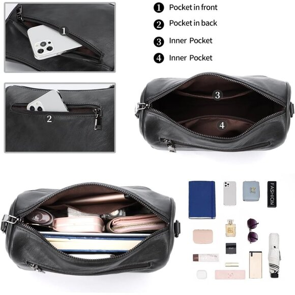 Crossbody Purse Women PU Leather Small Organizer Multiple Pockets - Picture 6 of 6